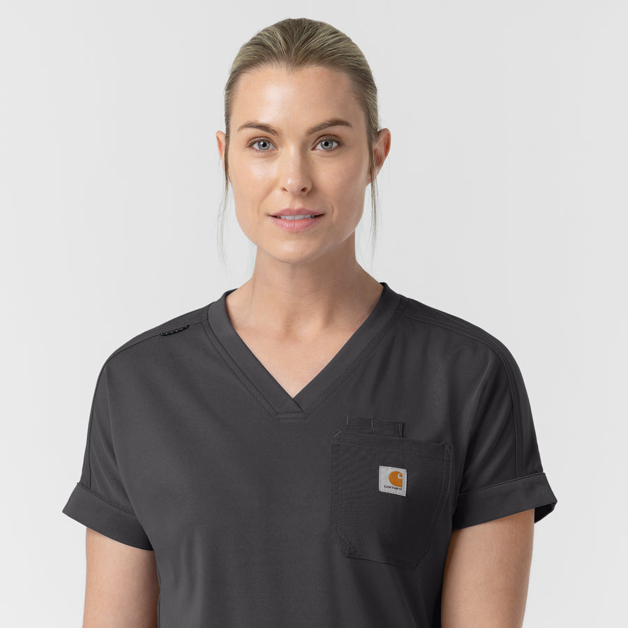 Carhartt Force Cross-Flex Knit Women's V-Neck Scrub Top - Pewter