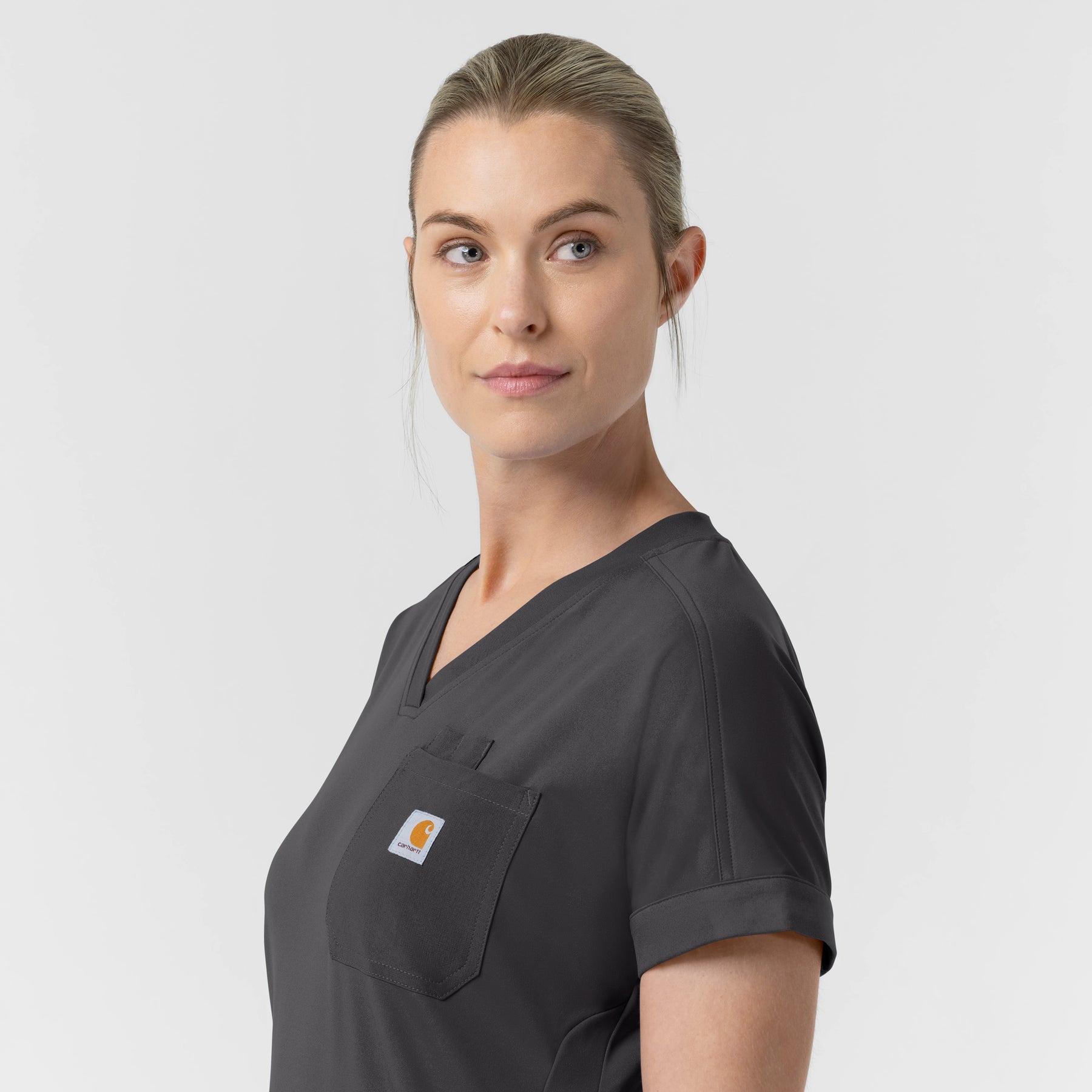Carhartt Force Cross-Flex Knit Women's V-Neck Scrub Top - Pewter