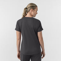 Force Cross-Flex Knit Women's V-Neck Scrub Top Pewter back view