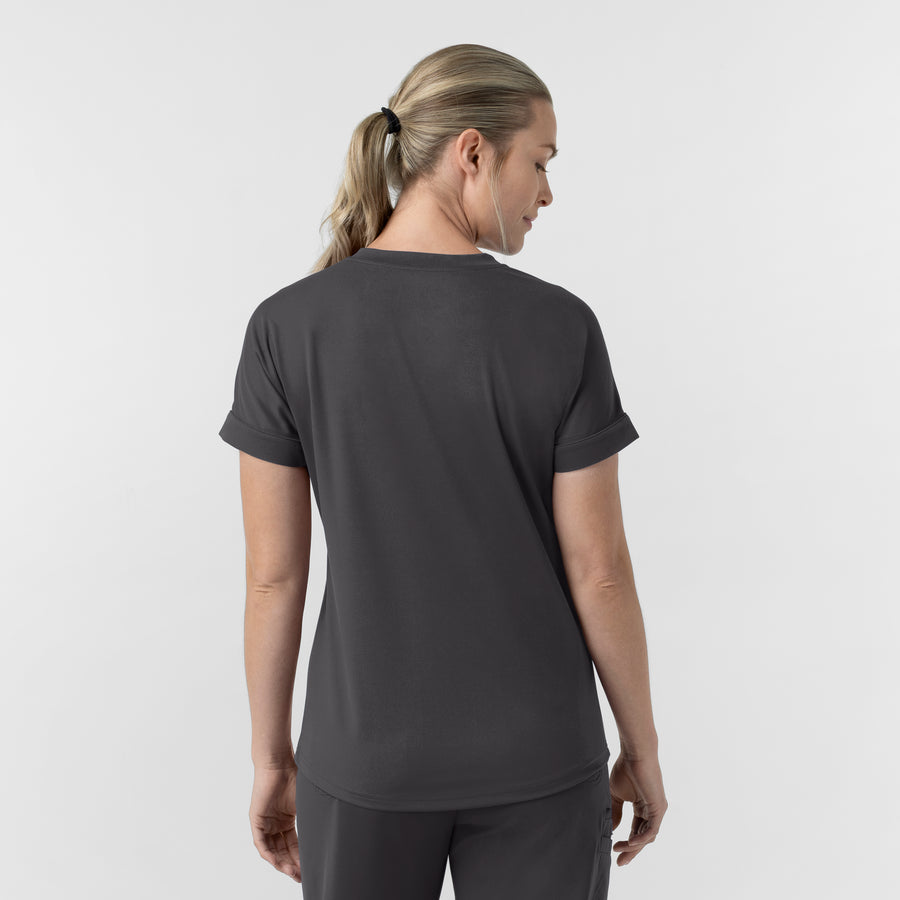 Force Cross-Flex Knit Women's V-Neck Scrub Top Pewter back view