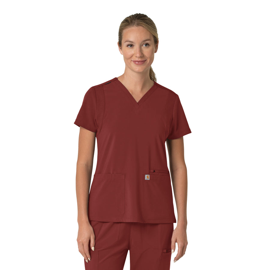 Force Cross-Flex Women's Flex Panel V-Neck Scrub Top Amber Terrain