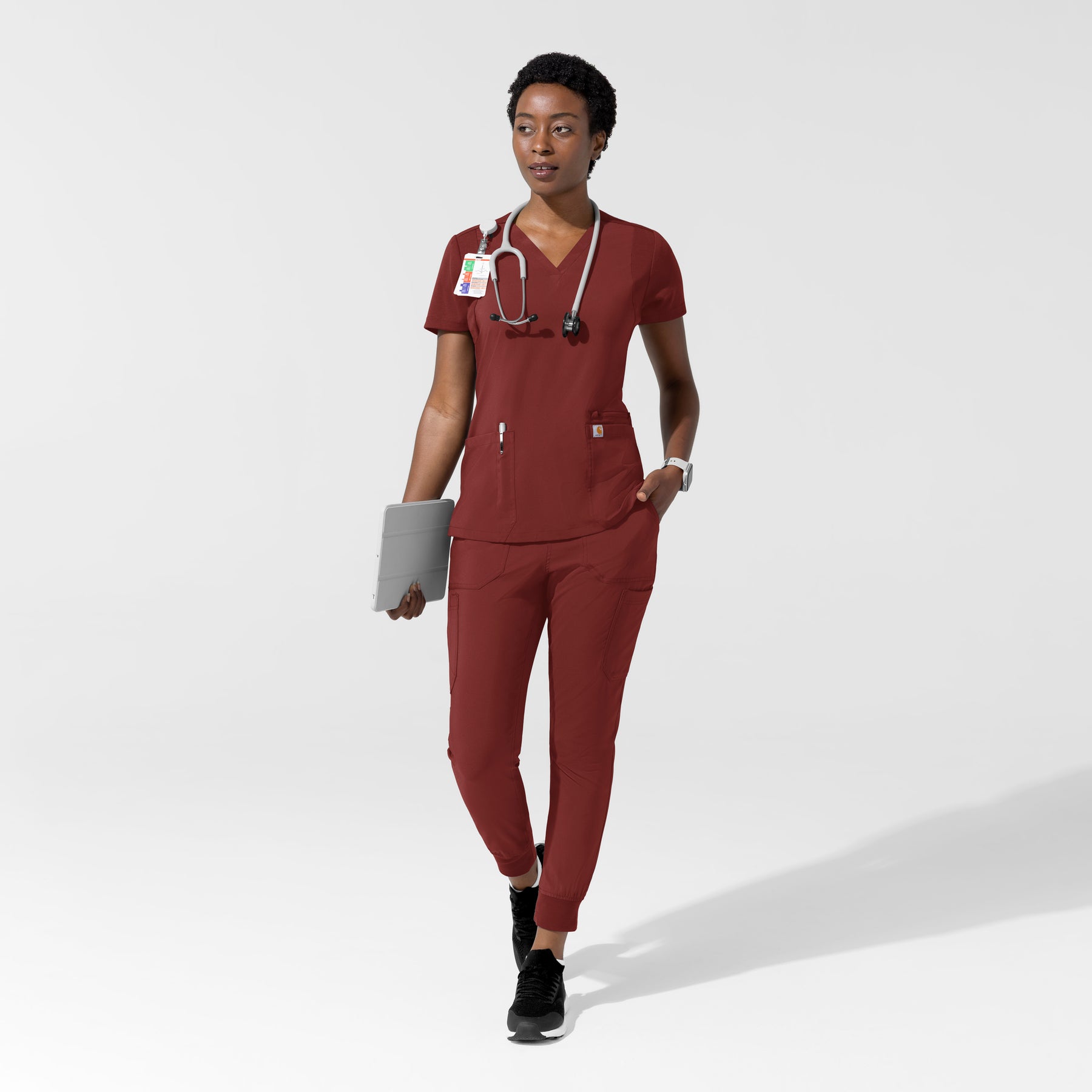 Force Cross-Flex Women's Flex Panel V-Neck Scrub Top Amber Terrain full scrub set