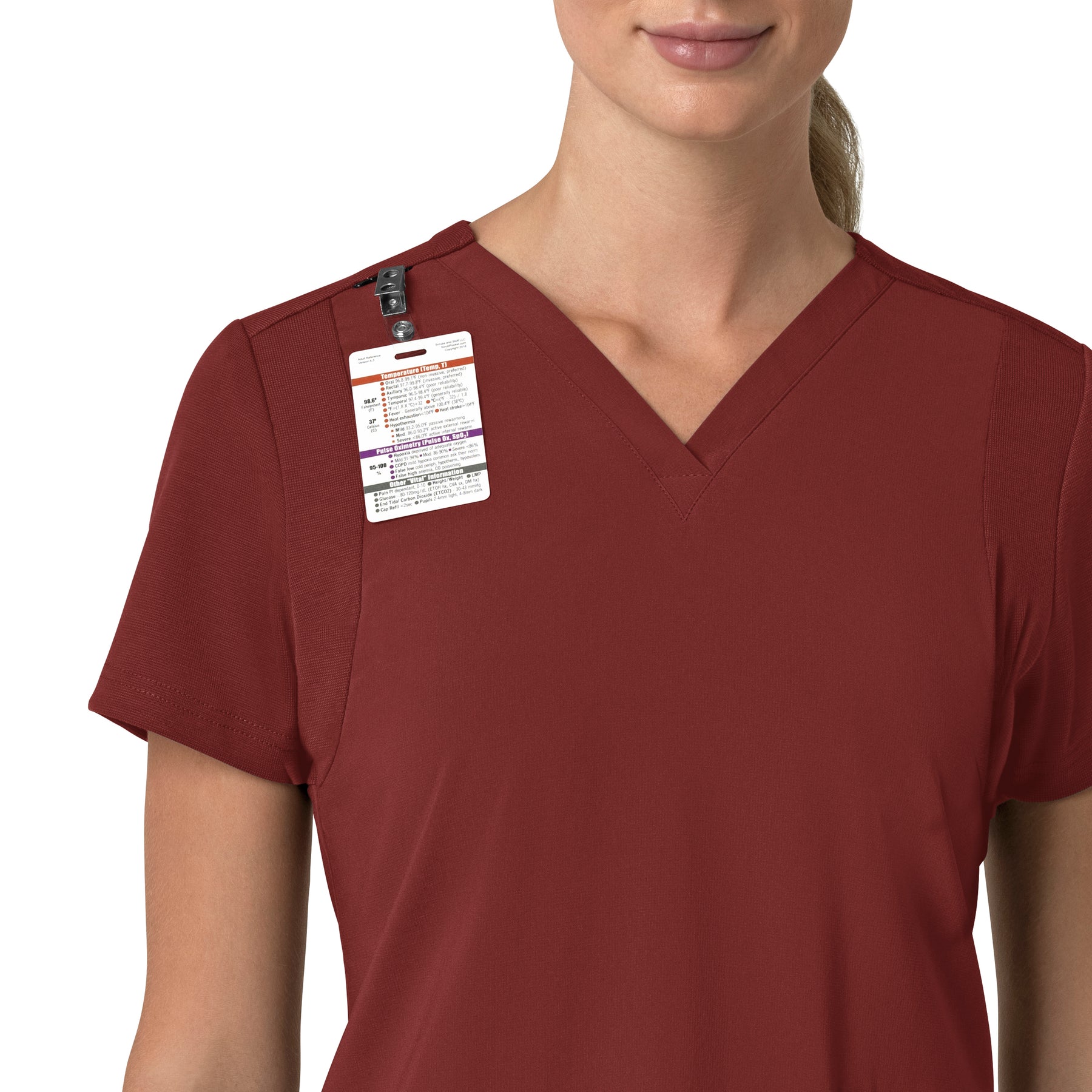 Force Cross-Flex Women's Flex Panel V-Neck Scrub Top Amber Terrain side detail 1
