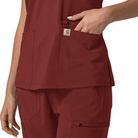 Force Cross-Flex Women's Flex Panel V-Neck Scrub Top Amber Terrain back detail