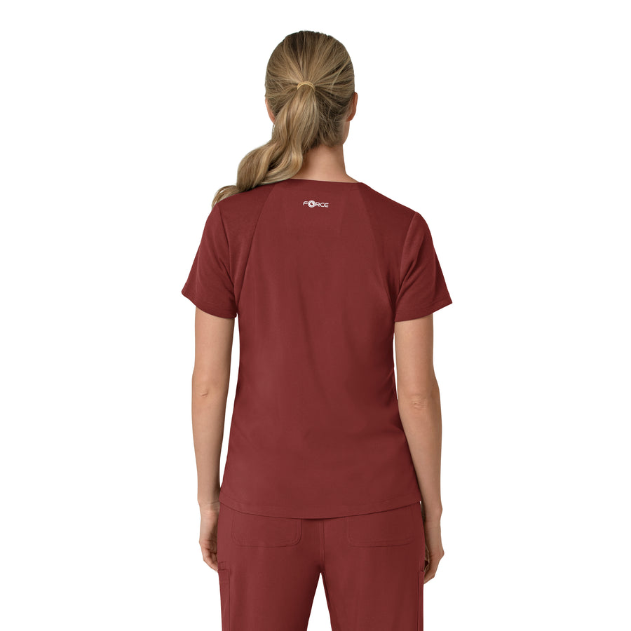 Force Cross-Flex Women's Flex Panel V-Neck Scrub Top Amber Terrain back view