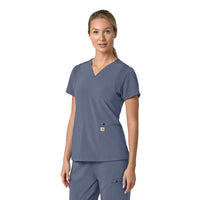 Carhartt Cross-Flex Women's Flex Panel V-Neck Scrub Top - Approaching Storm