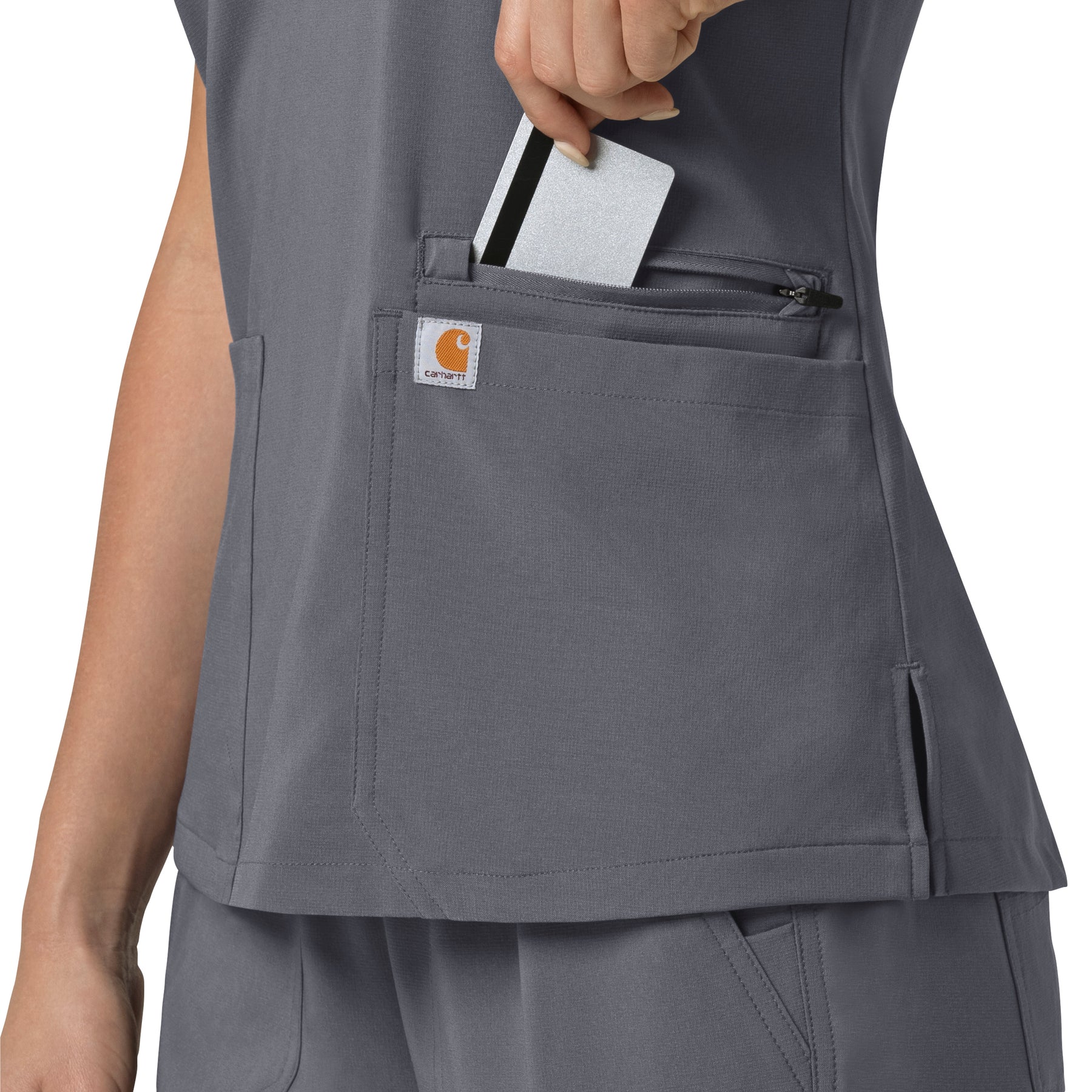 Carhartt Cross-Flex Women's Flex Panel V-Neck Scrub Top - Approaching Storm