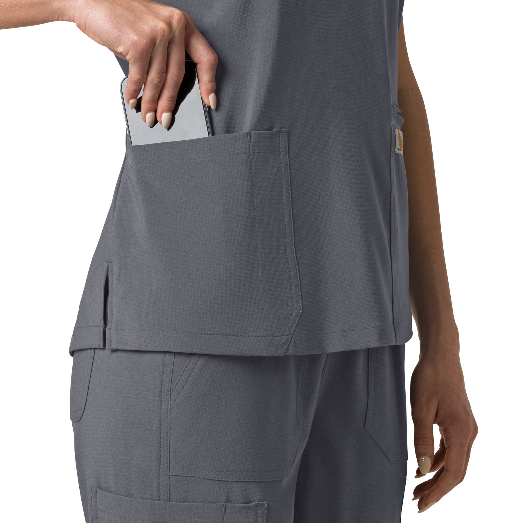 Carhartt Cross-Flex Women's Flex Panel V-Neck Scrub Top - Approaching Storm