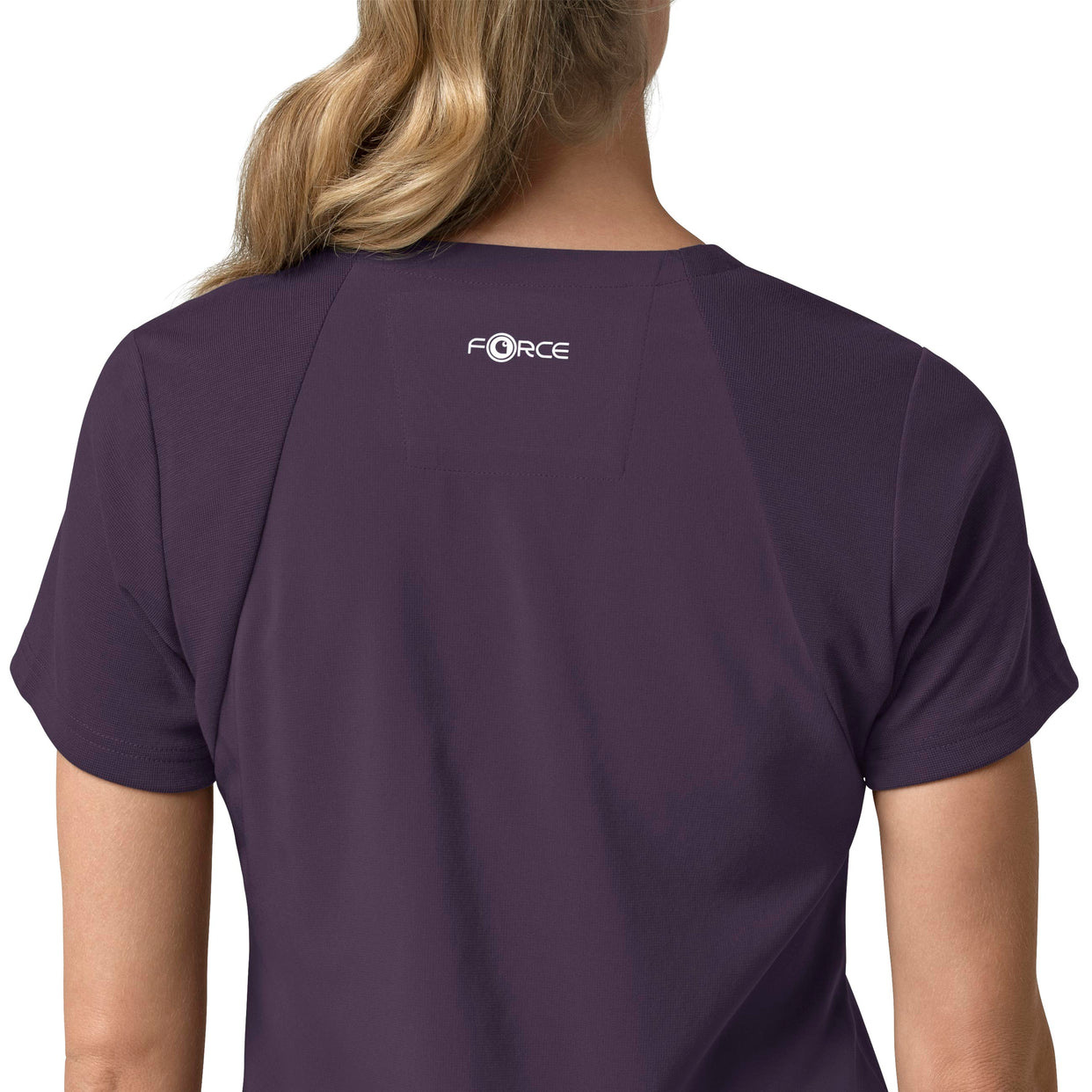 Force Cross-Flex Women's Flex Panel V-Neck Scrub Top Black Plum side detail 2