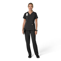 Force Cross-Flex Women's Flex Panel V-Neck Scrub Top Black full scrub set