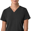 Force Cross-Flex Women's Flex Panel V-Neck Scrub Top Black front detail