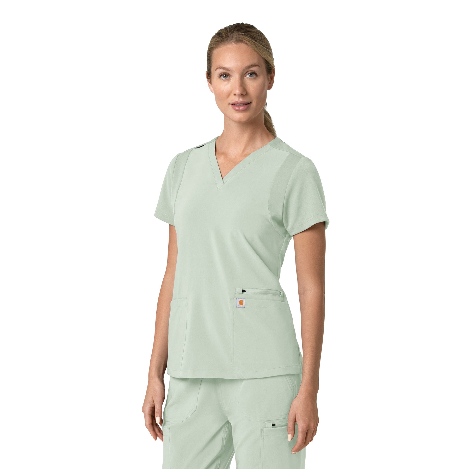 Force Cross-Flex Women's Flex Panel V-Neck Scrub Top Big Sky side view