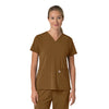 Force Cross-Flex Women's Flex Panel V-Neck Scrub Top Carhartt Brown