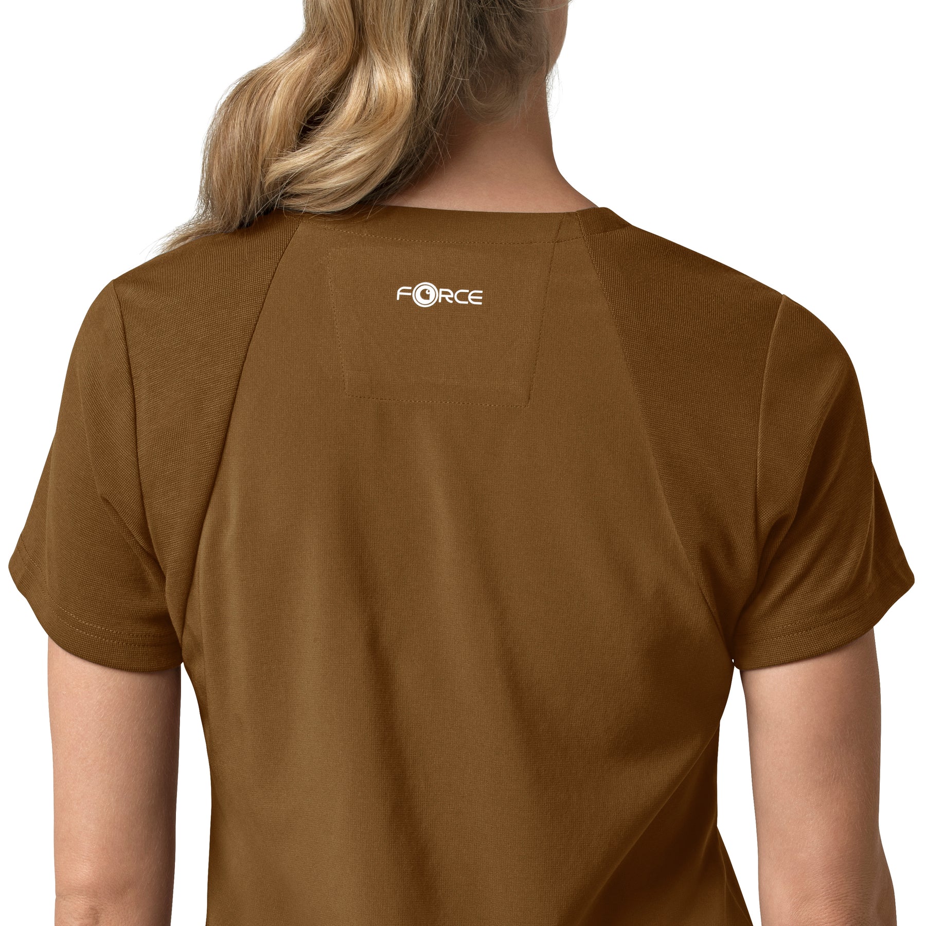Force Cross-Flex Women's Flex Panel V-Neck Scrub Top Carhartt Brown side detail 2