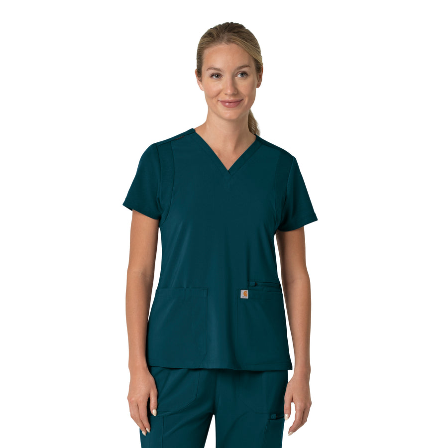 Force Cross-Flex Women's Flex Panel V-Neck Scrub Top Caribbean
