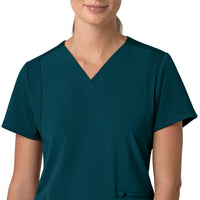 Force Cross-Flex Women's Flex Panel V-Neck Scrub Top Caribbean front detail