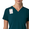 Force Cross-Flex Women's Flex Panel V-Neck Scrub Top Caribbean side detail 1