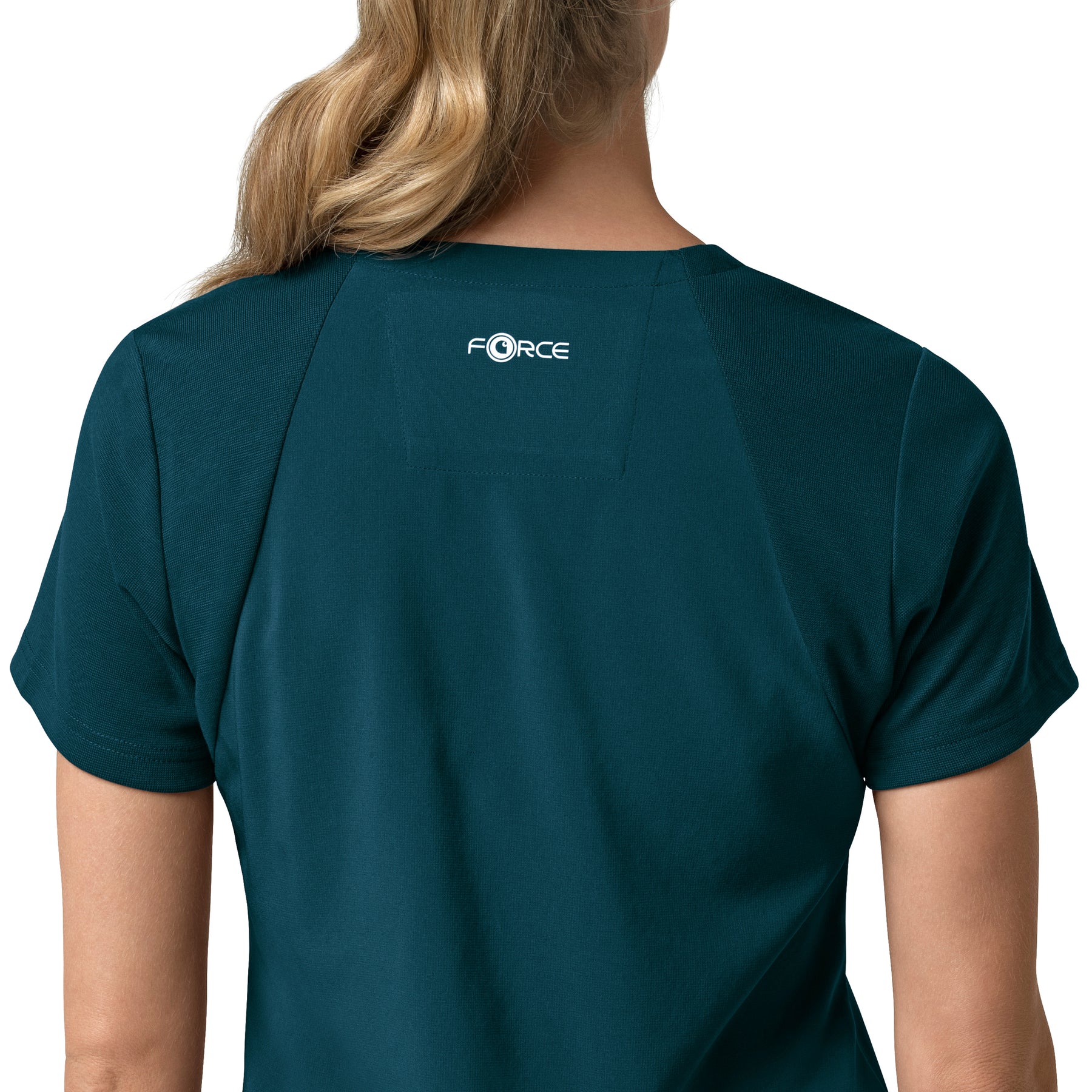 Force Cross-Flex Women's Flex Panel V-Neck Scrub Top Caribbean side detail 2
