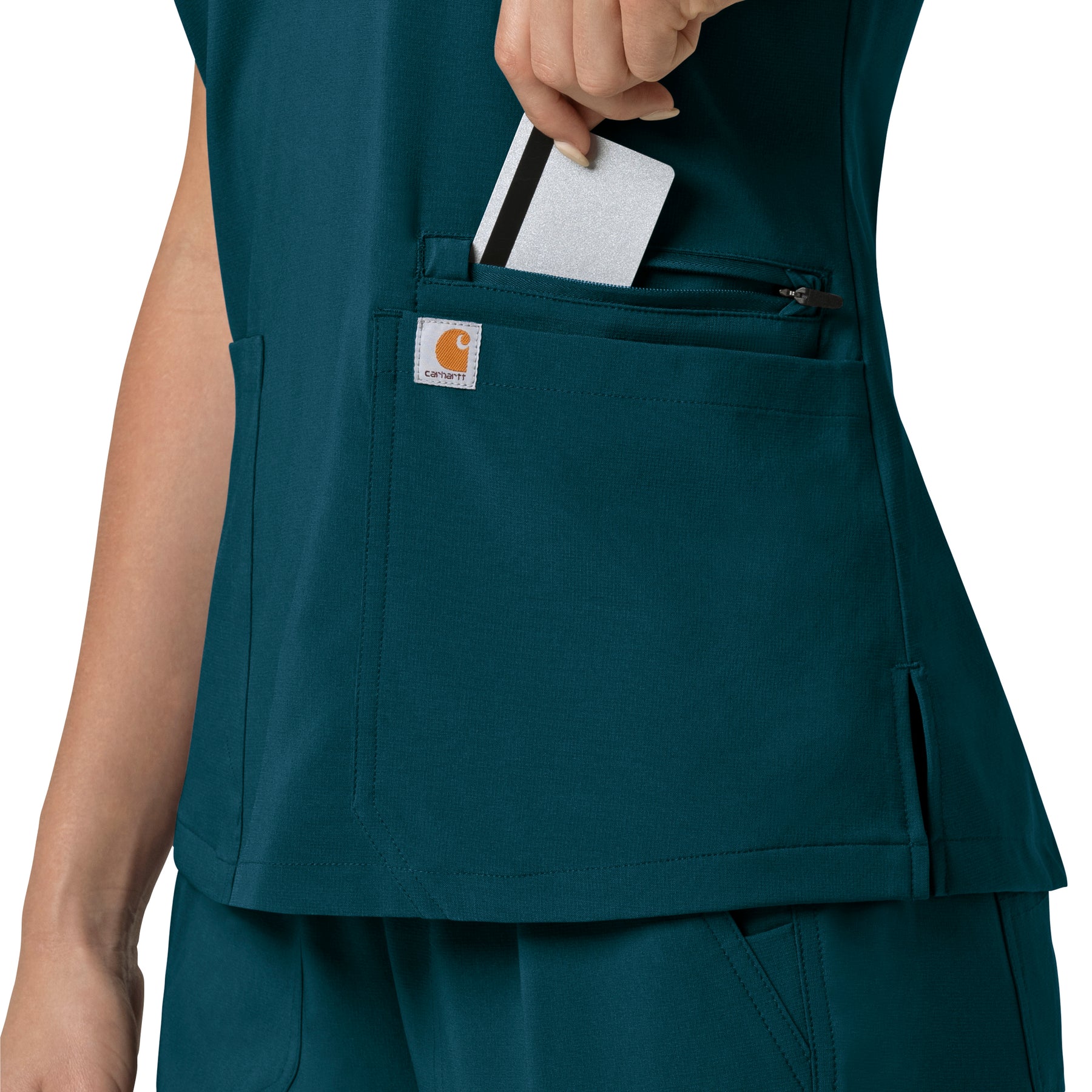 Force Cross-Flex Women's Flex Panel V-Neck Scrub Top Caribbean hemline detail