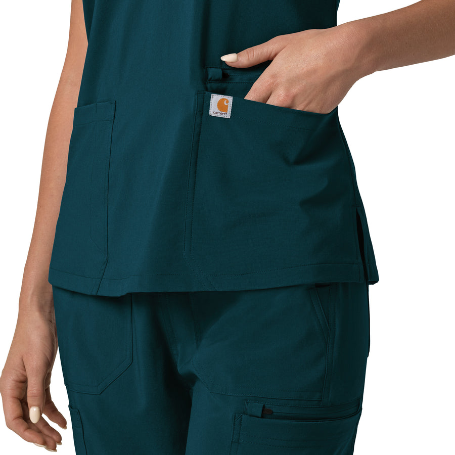 Force Cross-Flex Women's Flex Panel V-Neck Scrub Top Caribbean back detail