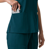 Carhartt Force Cross-Flex Women's Flex Panel V-Neck Scrub Top - Caribbean
