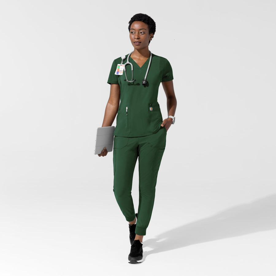 Carhartt Cross-Flex Women's Flex Panel V-Neck Scrub Top - Douglas Fir Scrub Set
