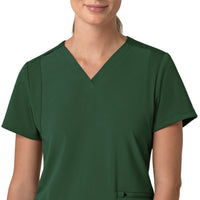 Carhartt Cross-Flex Women's Flex Panel V-Neck Scrub Top - Douglas Fir Neckline