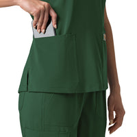 Carhartt Cross-Flex Women's Flex Panel V-Neck Scrub Top - Douglas Fir Side Pocket