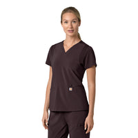 Force Cross-Flex Women's Flex Panel V-Neck Scrub Top Dark Sepia side view