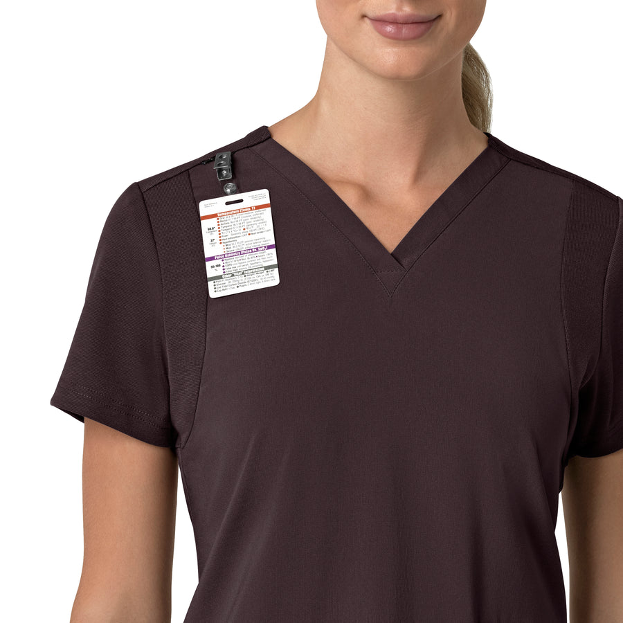 Force Cross-Flex Women's Flex Panel V-Neck Scrub Top Dark Sepia side detail 1