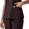 Force Cross-Flex Women's Flex Panel V-Neck Scrub Top Dark Sepia back detail