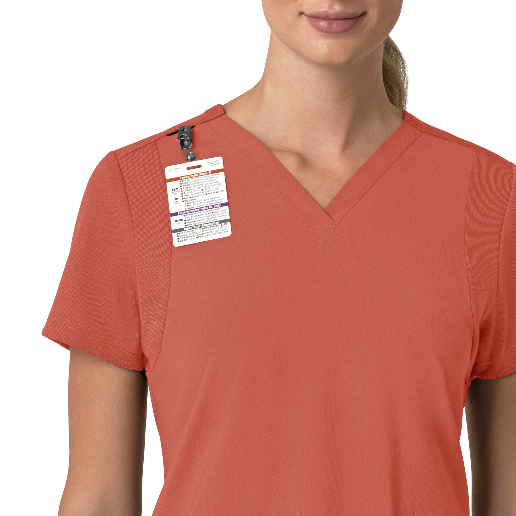 Force Cross-Flex Women's Flex Panel V-Neck Scrub Top Dusty Cedar side detail 1