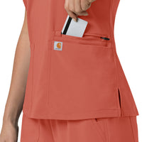 Force Cross-Flex Women's Flex Panel V-Neck Scrub Top Dusty Cedar hemline detail