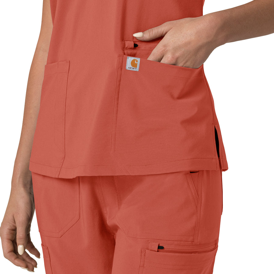 Force Cross-Flex Women's Flex Panel V-Neck Scrub Top Dusty Cedar back detail