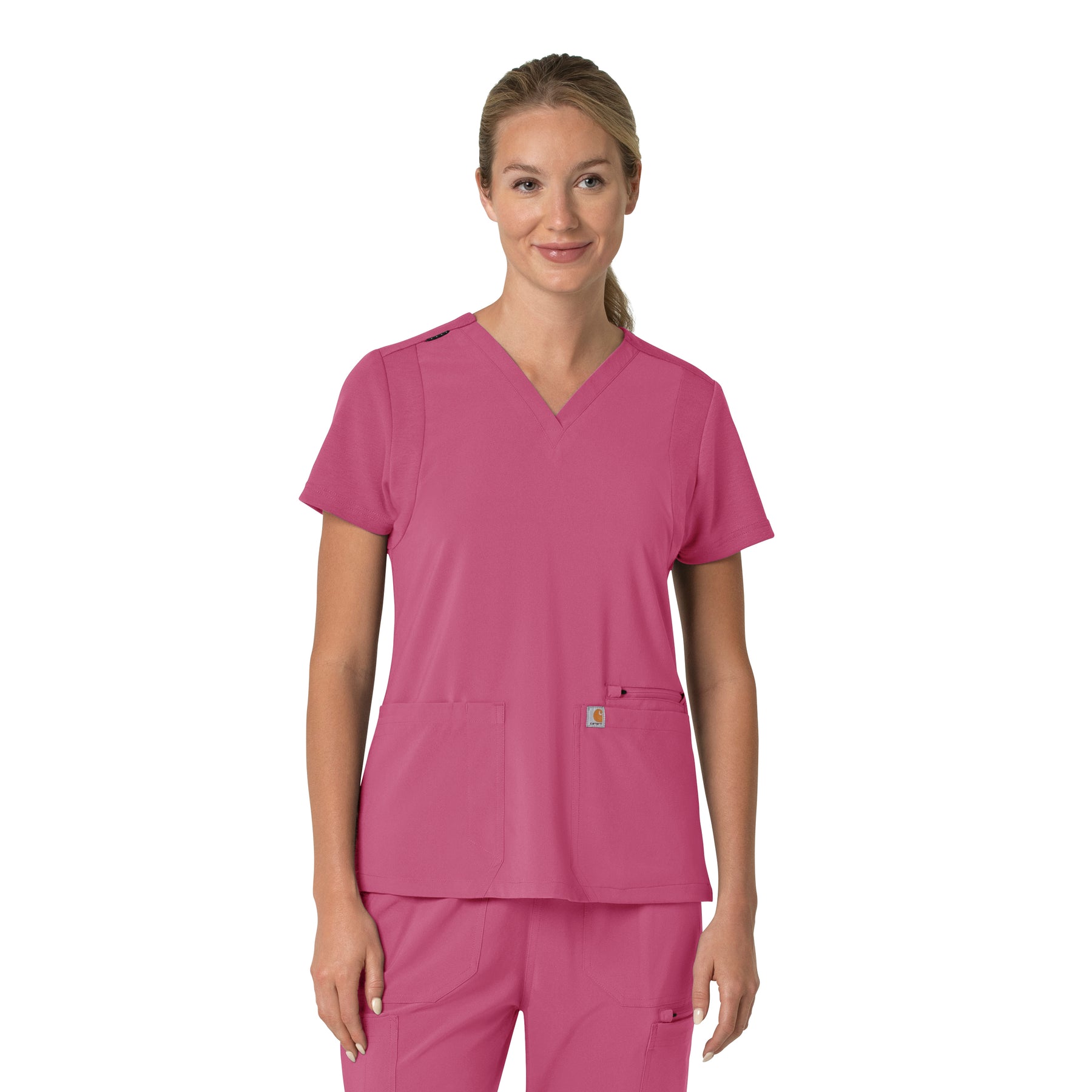 Force Cross-Flex Women's Flex Panel V-Neck Scrub Top Electric Fuschia