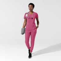 Force Cross-Flex Women's Flex Panel V-Neck Scrub Top Electric Fuschia full scrub set