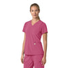 Force Cross-Flex Women's Flex Panel V-Neck Scrub Top Electric Fuschia side view