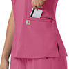 Force Cross-Flex Women's Flex Panel V-Neck Scrub Top Electric Fuschia hemline detail