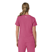 Force Cross-Flex Women's Flex Panel V-Neck Scrub Top Electric Fuschia back view
