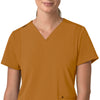 Force Cross-Flex Women's Flex Panel V-Neck Scrub Top Fox Brown front detail