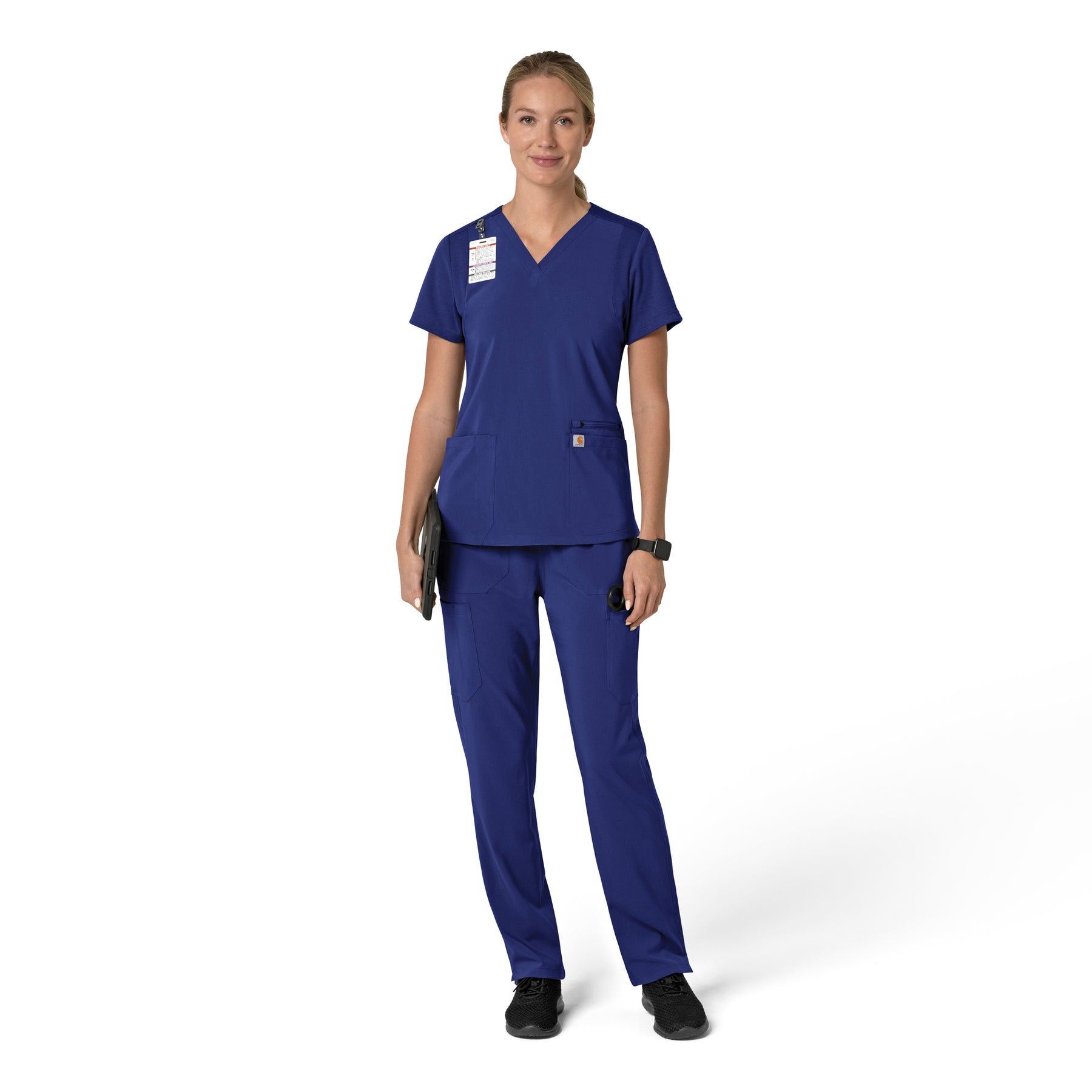 Force Cross-Flex Women's Flex Panel V-Neck Scrub Top Galaxy Blue full scrub set