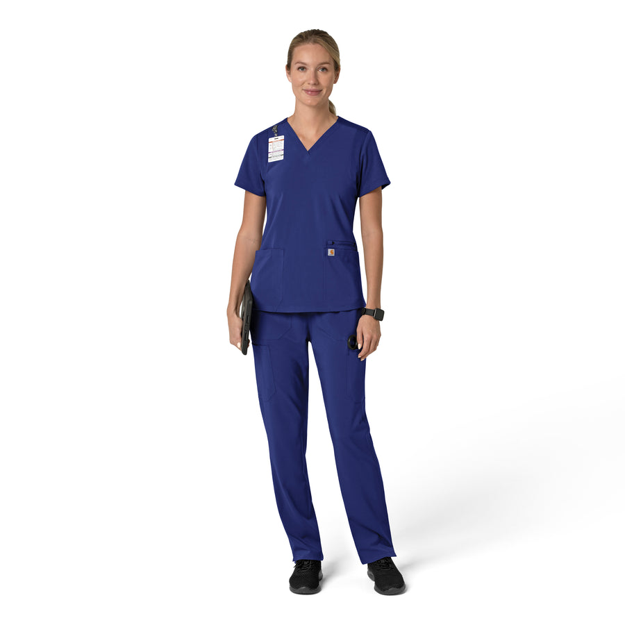 Force Cross-Flex Women's Flex Panel V-Neck Scrub Top Galaxy Blue full scrub set