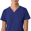 Force Cross-Flex Women's Flex Panel V-Neck Scrub Top Galaxy Blue front detail