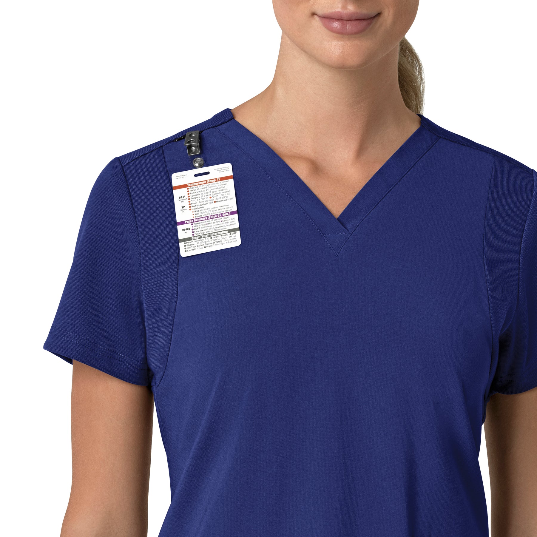 Force Cross-Flex Women's Flex Panel V-Neck Scrub Top Galaxy Blue side detail 1
