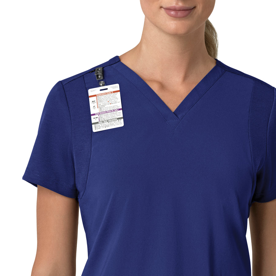 Force Cross-Flex Women's Flex Panel V-Neck Scrub Top Galaxy Blue side detail 1