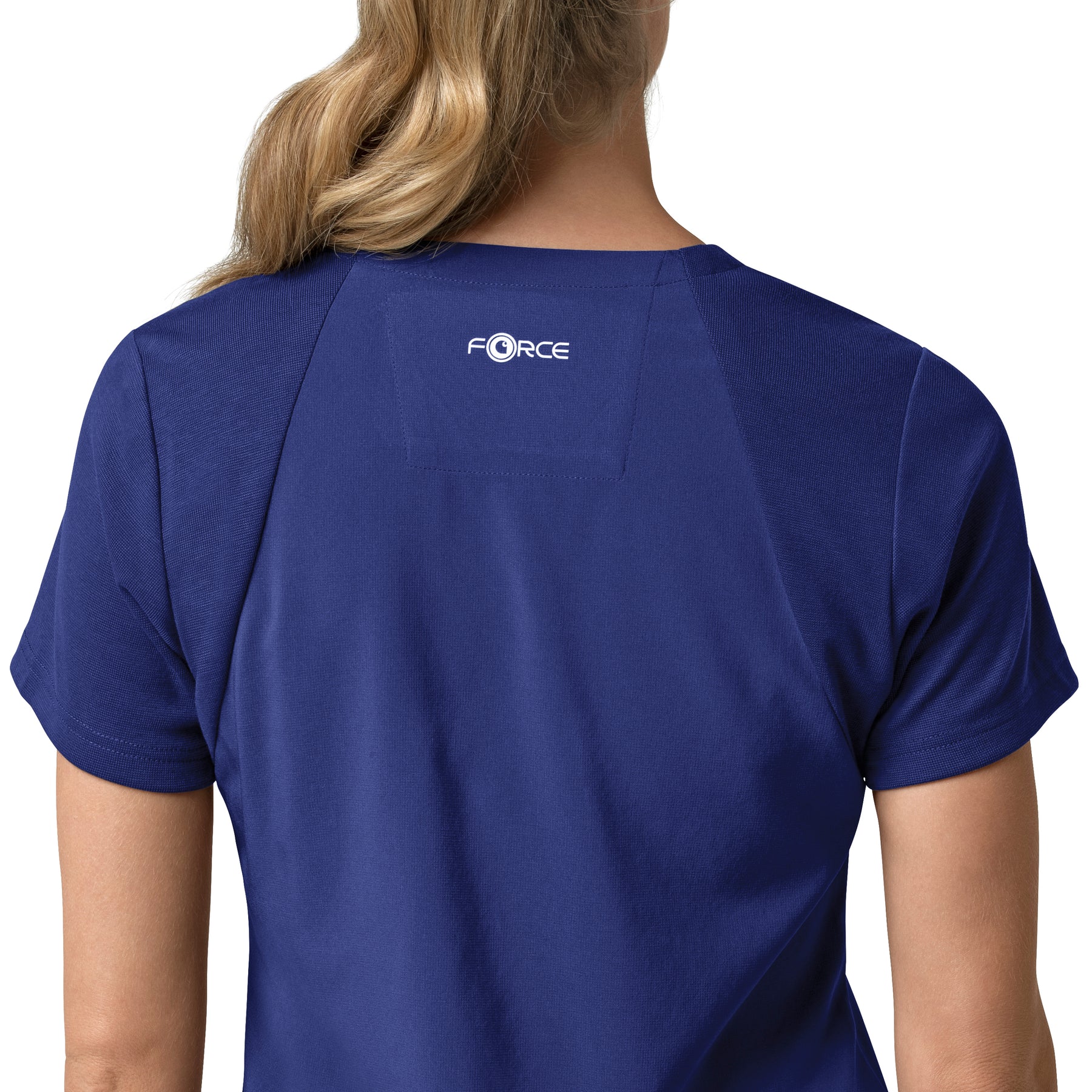 Force Cross-Flex Women's Flex Panel V-Neck Scrub Top Galaxy Blue side detail 2