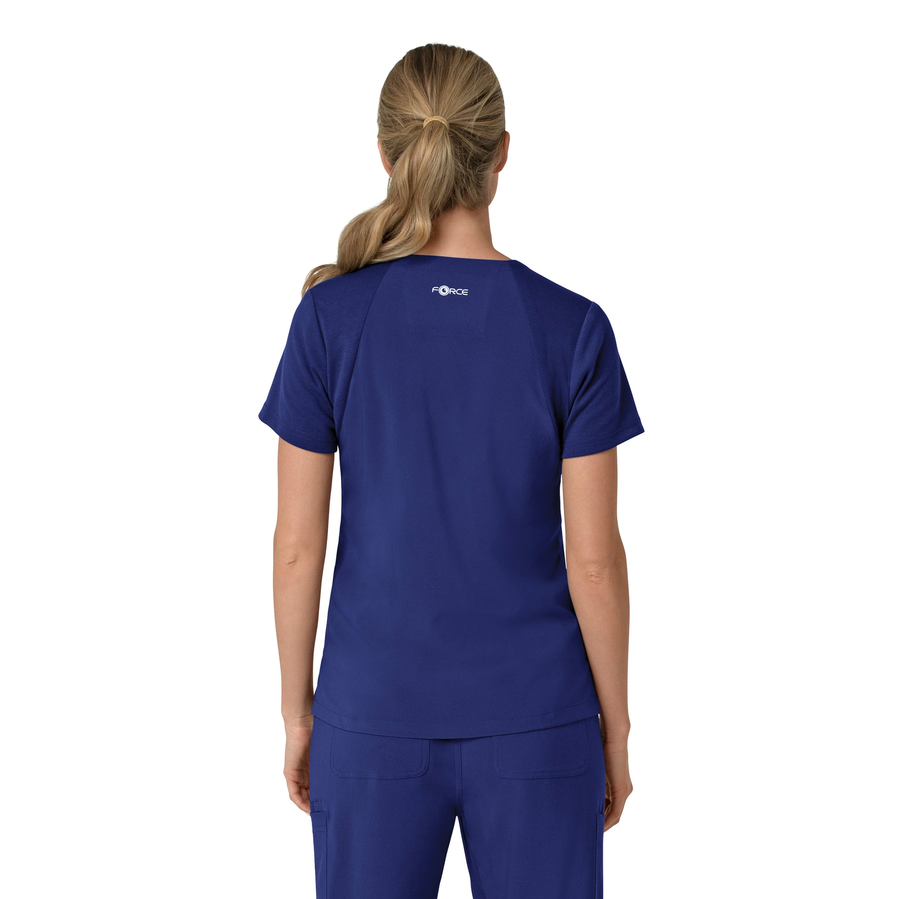 Force Cross-Flex Women's Flex Panel V-Neck Scrub Top Galaxy Blue back view