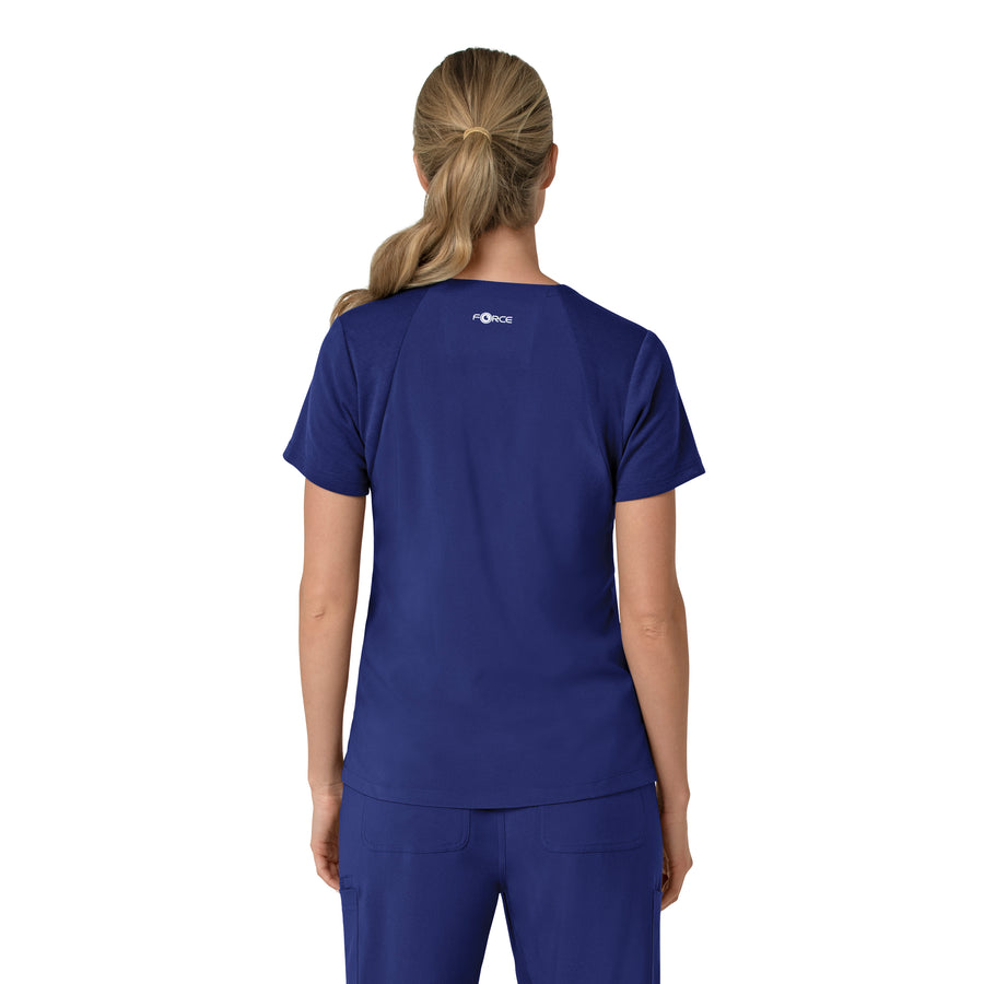 Force Cross-Flex Women's Flex Panel V-Neck Scrub Top Galaxy Blue back view