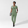 Force Cross-Flex Women's Flex Panel V-Neck Scrub Top Green Slate full scrub set