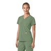 Force Cross-Flex Women's Flex Panel V-Neck Scrub Top Green Slate side view